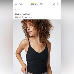 Vuori Black Rib Ruched Tank